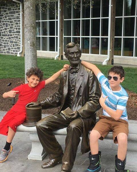 Marcus and Bryce with President Lincoln